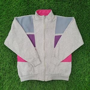 Vintage Bold-Spirit Fleece Track Jacket Womens XS/S 21x23 Crop Y2K Baggy